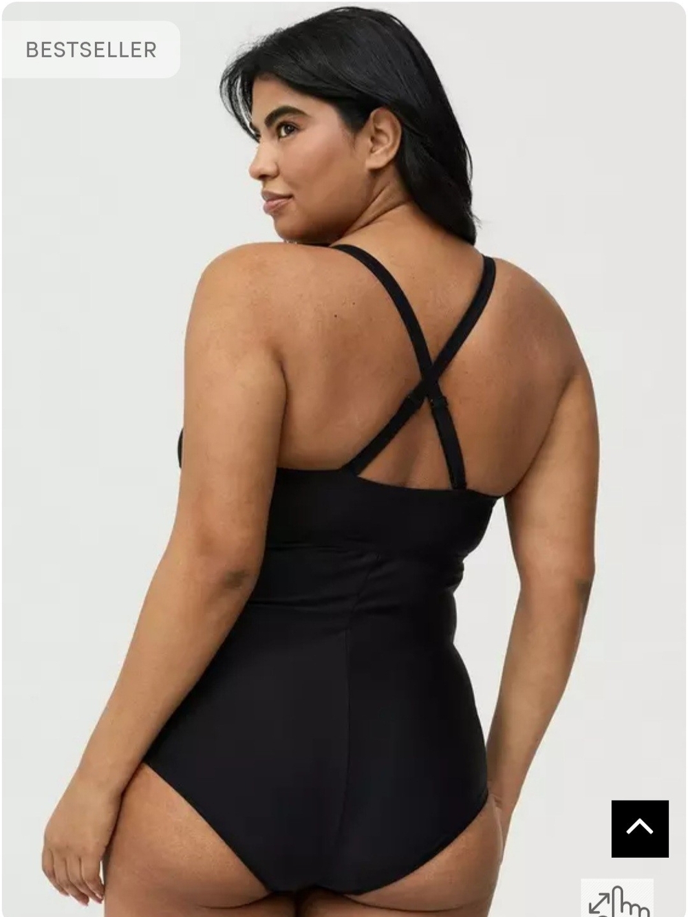 Women’s Black Ruched One-Piece Swimsuit with Crisscross Detail Torrid Size 2 - Picture 4 of 12